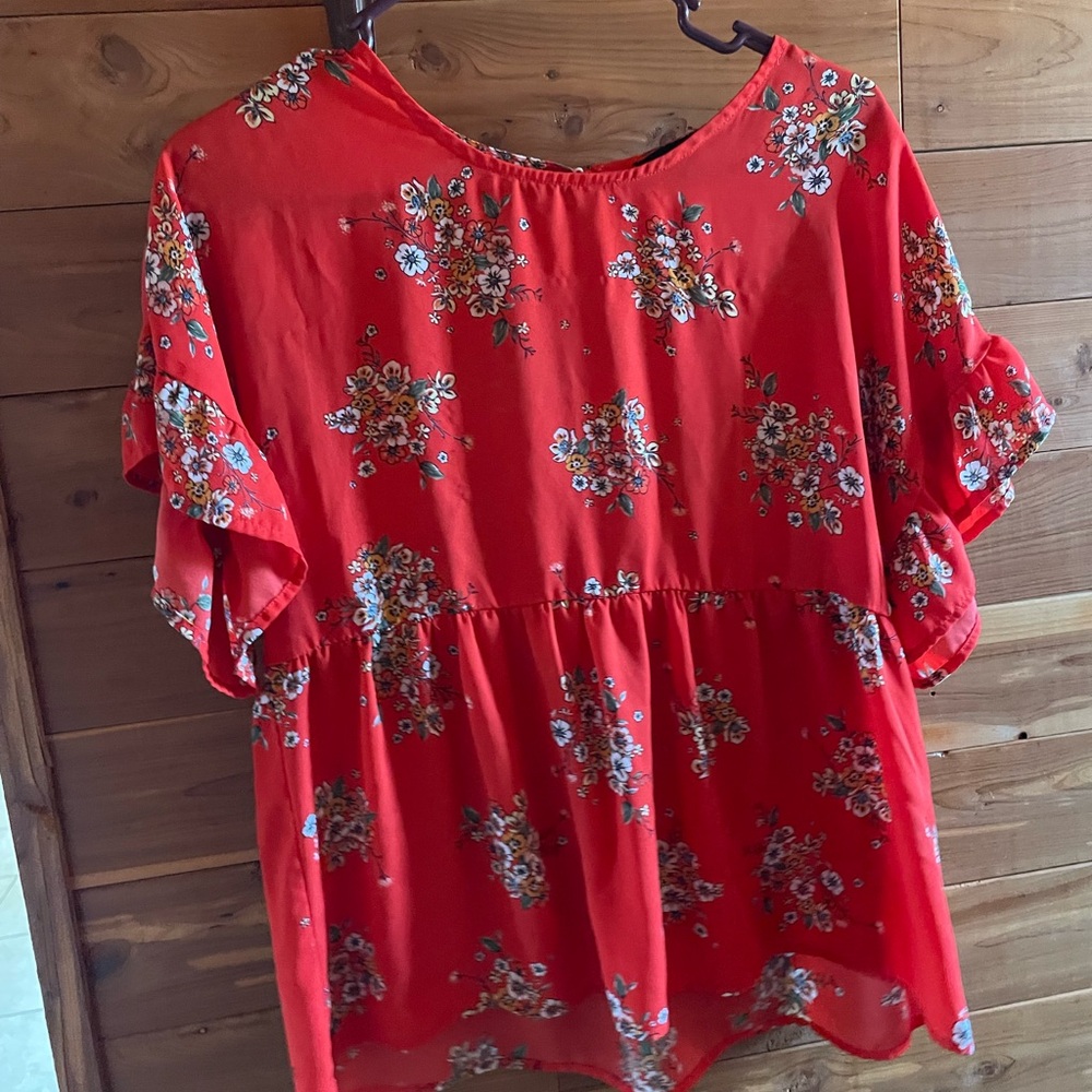 Floral Burnt Orange Women's Top / Blouse
